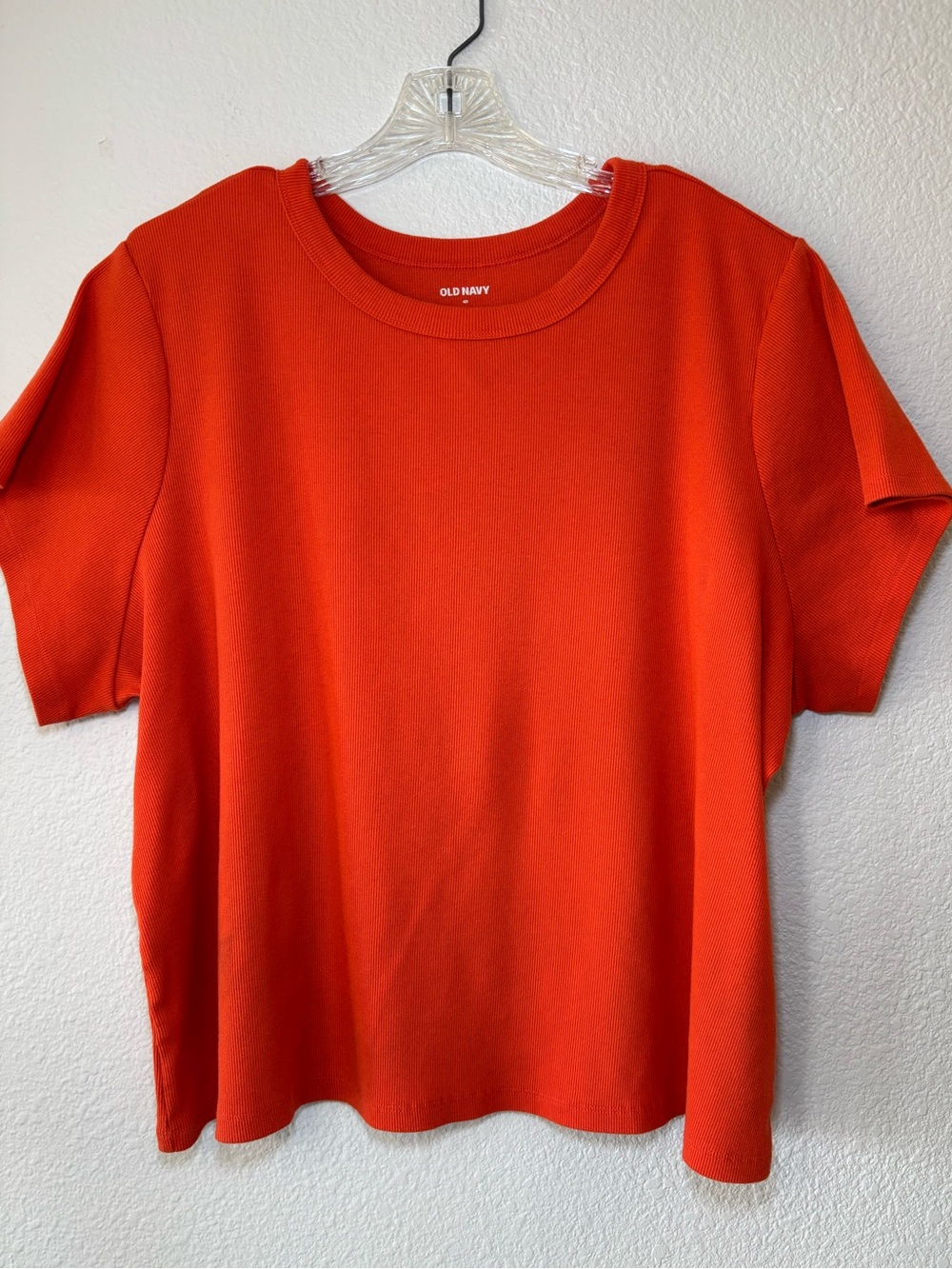 Old Navy Women's Ribbed Cropped T-Shirt Size 4X Warm Sunset Short Sleeve Casual
